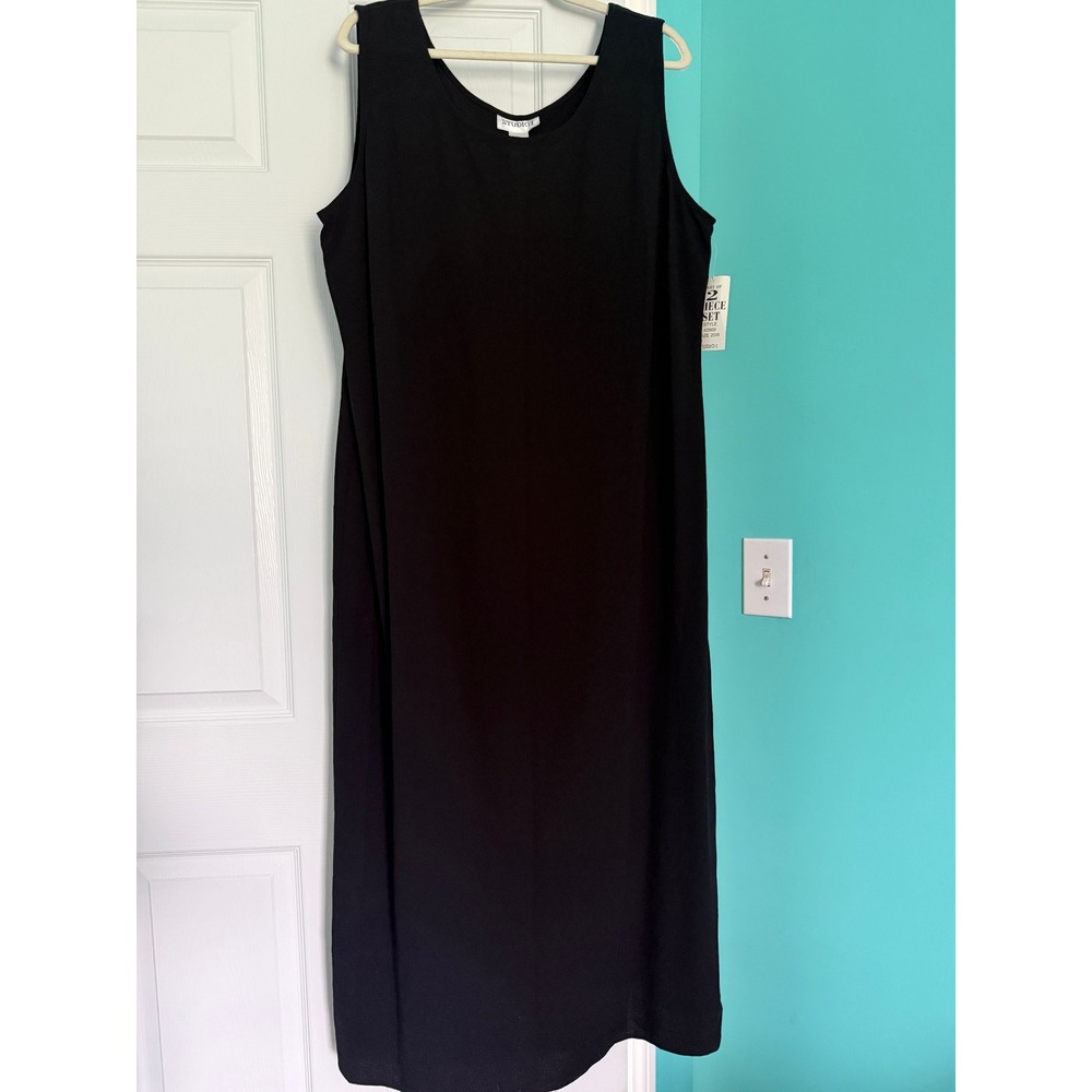 Studio I Womens Black Sleeveless Scoop Neck Maxi Dress Plus Size 20W